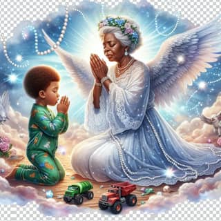 an angel and a child praying to god