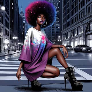 an illustration of with an afro hair style