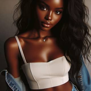 black woman with long hair and a white top