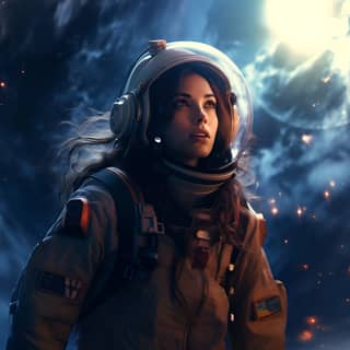 wallpapers for PC galaxy plus astronaut woman, an astronaut in space looking at the earth