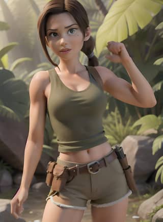 Model 3D Lara Croft dari Tomb Raider.