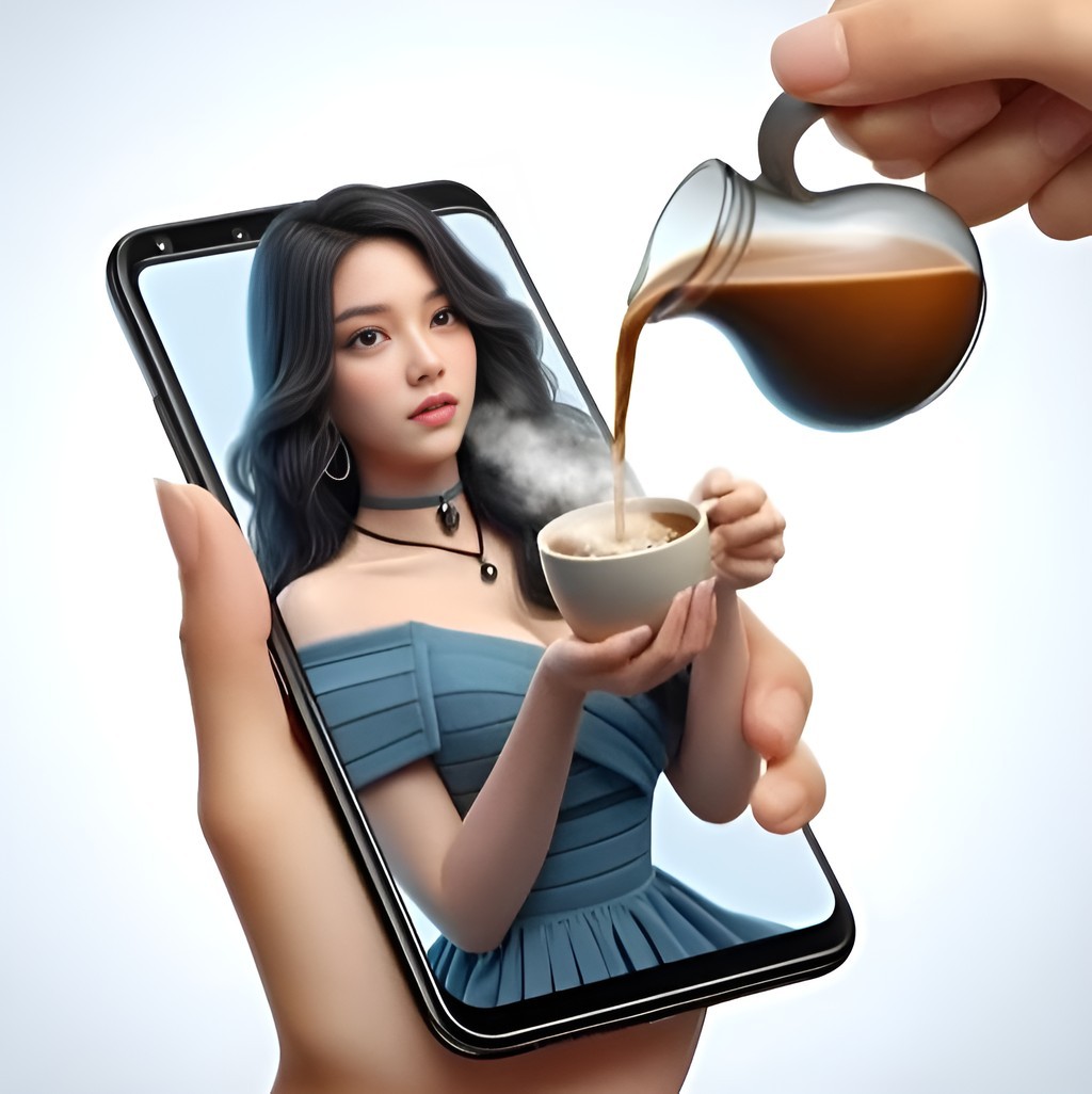 Dua gambar seseorang memegang cangkir kopi.