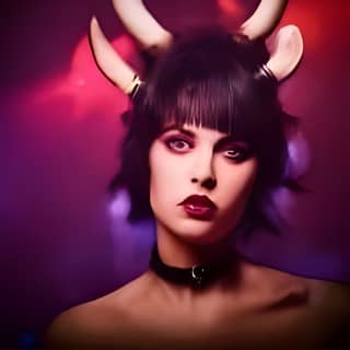 with horns on her head