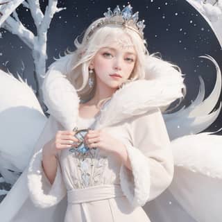 an illustration of a white angel with a crown