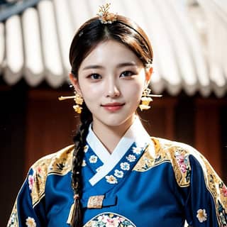 in traditional hanbok