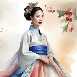 Perempuan dalam pakaian tradisional Korea.