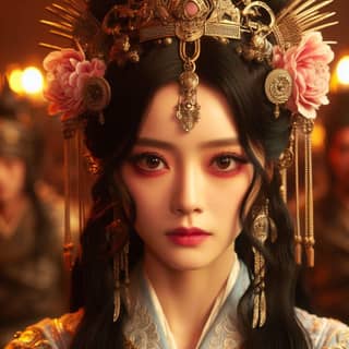 Uma mulher chinesa com traje tradicional.