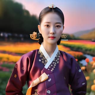 in traditional korean clothing