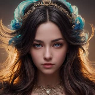 Mulher com tatuagens e uma coroa.