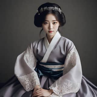 Frau in traditioneller koreanischer Kleidung