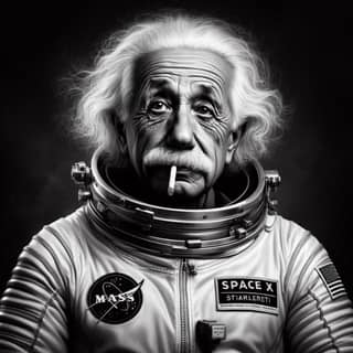 Albert Einstein dans une combinaison spatiale.