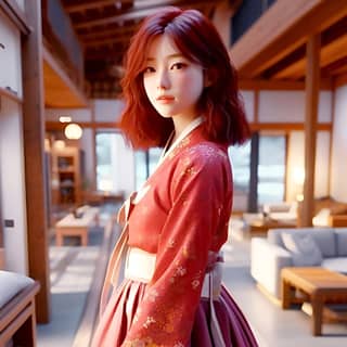 in a traditional korean dress