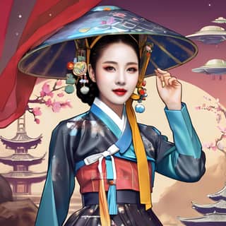 wanita berpakaian tradisional Korea