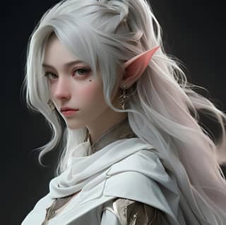 elf girl with white hair and horns