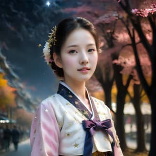 in traditional korean clothing