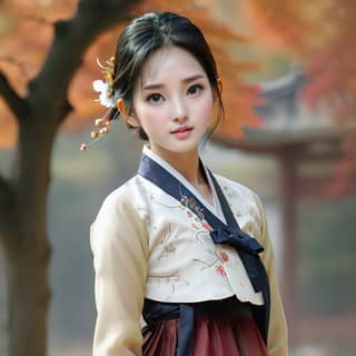 in traditional korean clothing