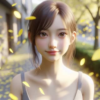 亞洲女孩長髮微笑。