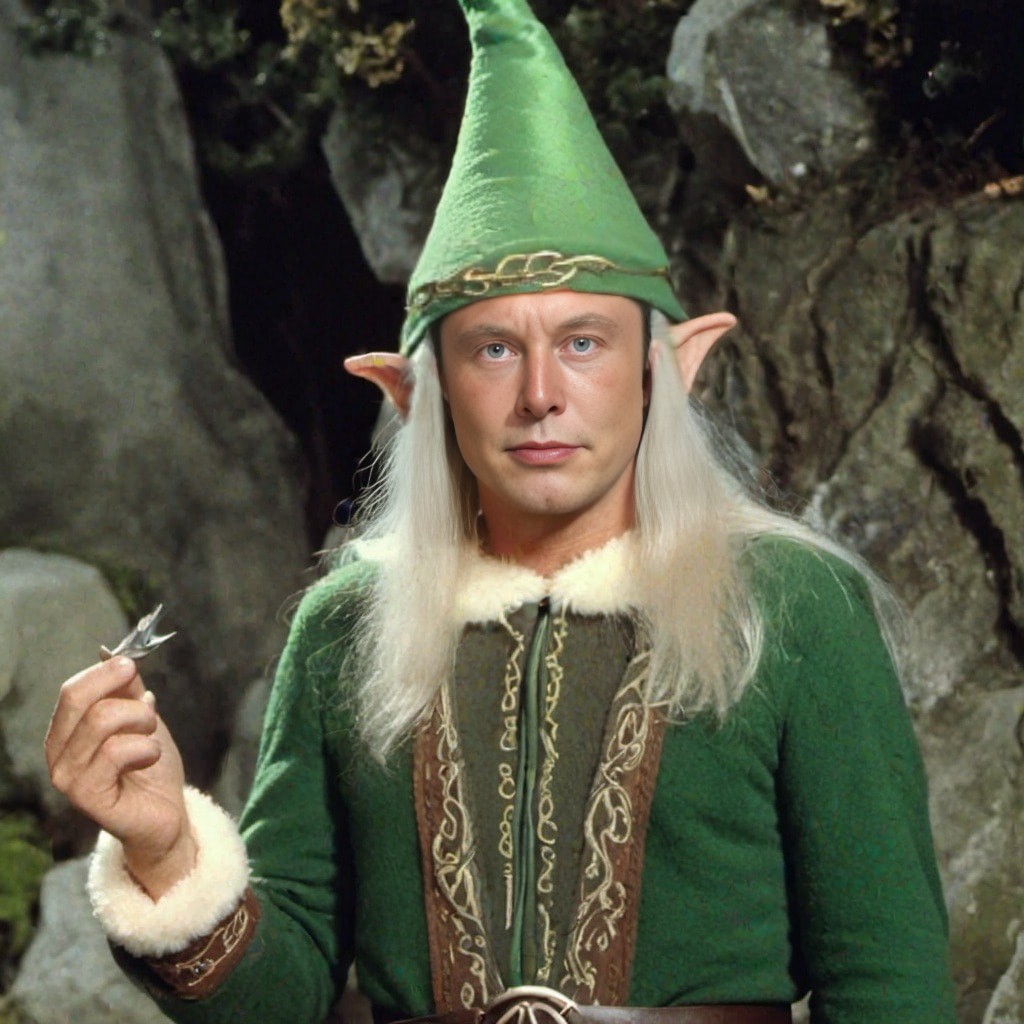 dressed as a green elf holding a cigarette