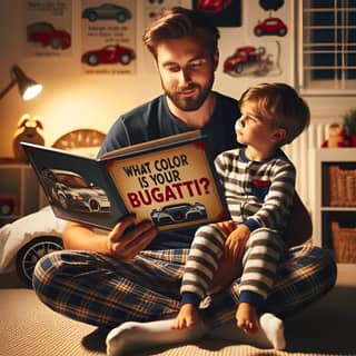 his son reading a book together