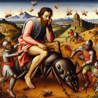 jesus riding a giant ant