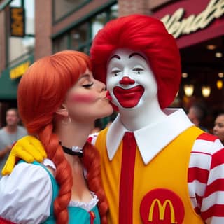 kissing dressed as ronald mcdonald