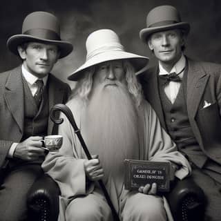 three men in suits and hats pose for a photo