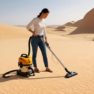 using a vacuum cleaner in the desert