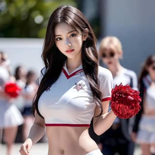 Una bella ragazza in divisa da cheerleader.