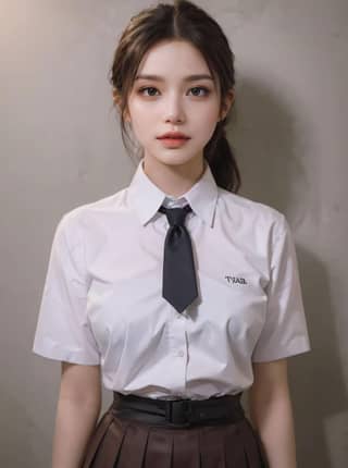 in a school uniform