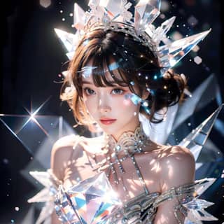 woman in a crystal dress with sparkles