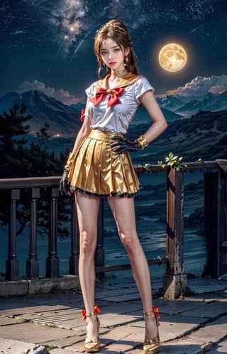 in a sailor outfit standing on a deck