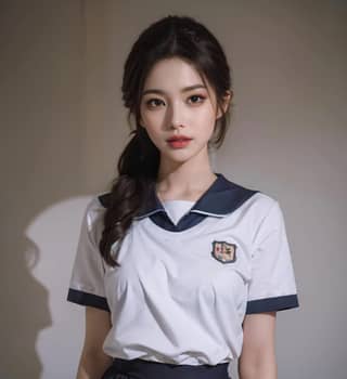 in a school uniform