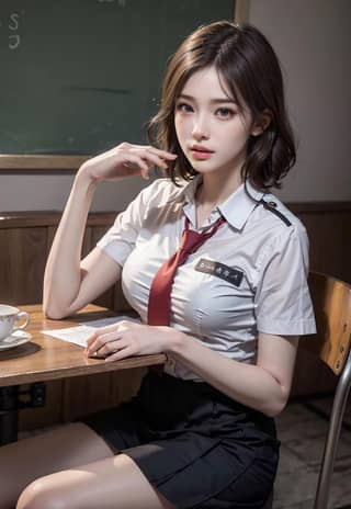 in a school uniform