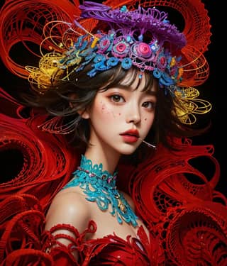 woman in a red dress with a crown