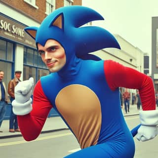 dressed as sonic the hedgehog