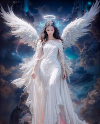 an angel with wings and a halo