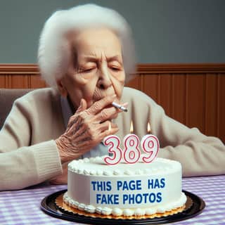 an elderly woman sitting at a table with a cake with a candle on it