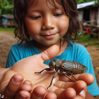 girl holding a bug