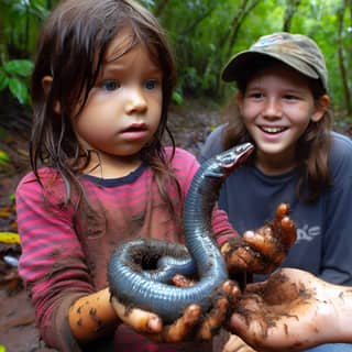 a girl holding a snake