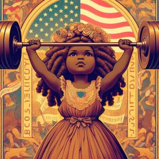 a poster of a girl lifting a barbell