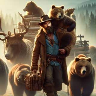 the movie poster for the movie, the bear and the man