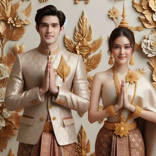 couple in traditional thai wedding dress