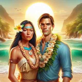 the cover of the game, the couple is standing on the beach