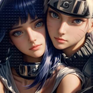 Duas meninas de anime com cabelo e olhos azuis.