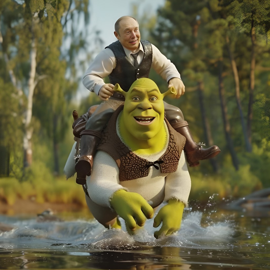 riding a shrek in the water