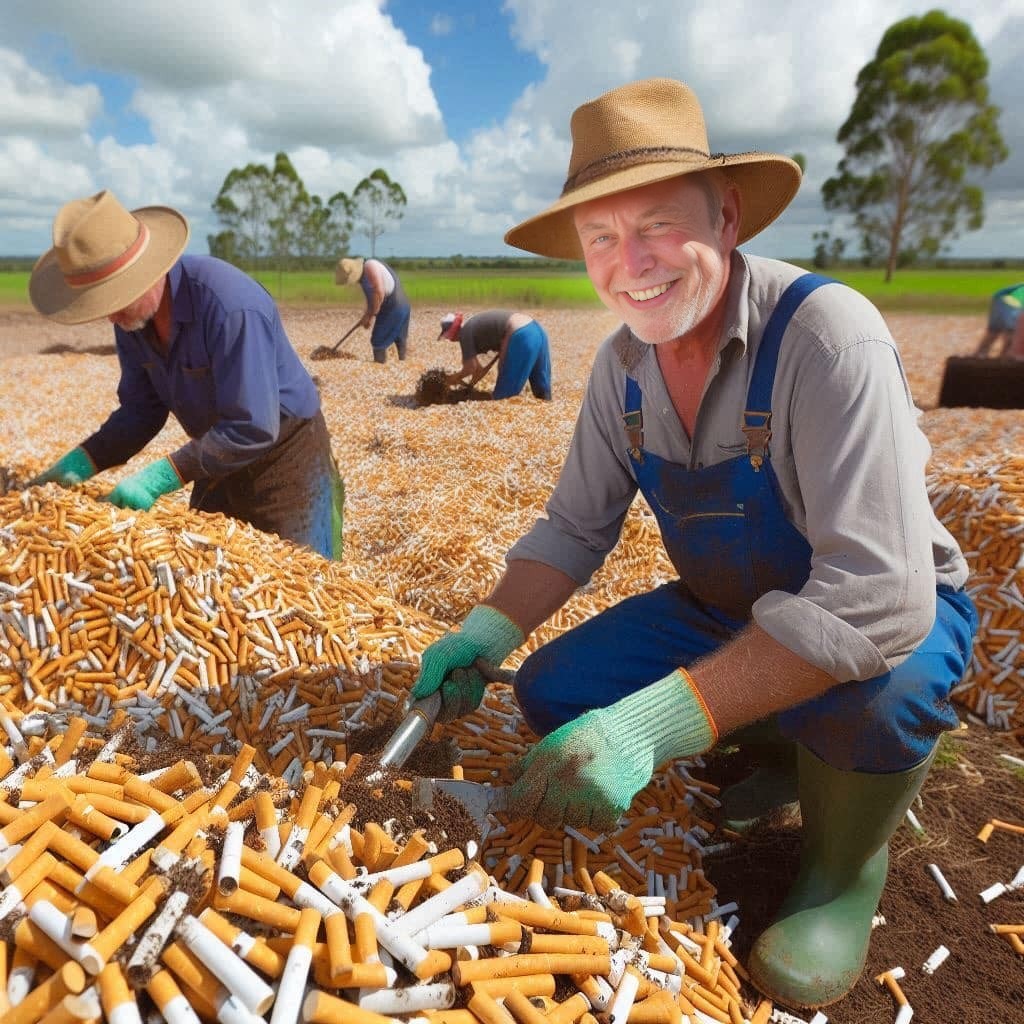 woman are working in a field of cigarettes