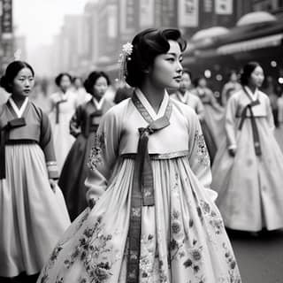 women in traditional korean clothing