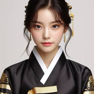 in traditional korean clothing