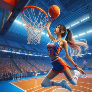 in a basketball uniform is dunking the ball