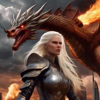 in armor with a dragon on her back